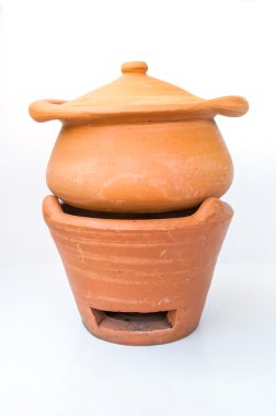 geleneksel soba ve tencere içinde beyaz adam ayarla