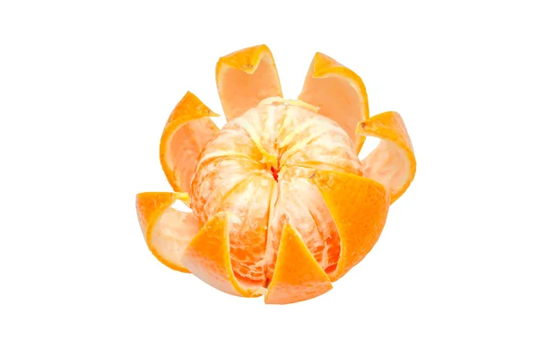 Oloupaný pomeranč, izolovaných na bílém — Stock fotografie