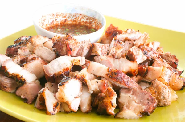 Deep fried pork belly with  sauce — Stock Photo, Image