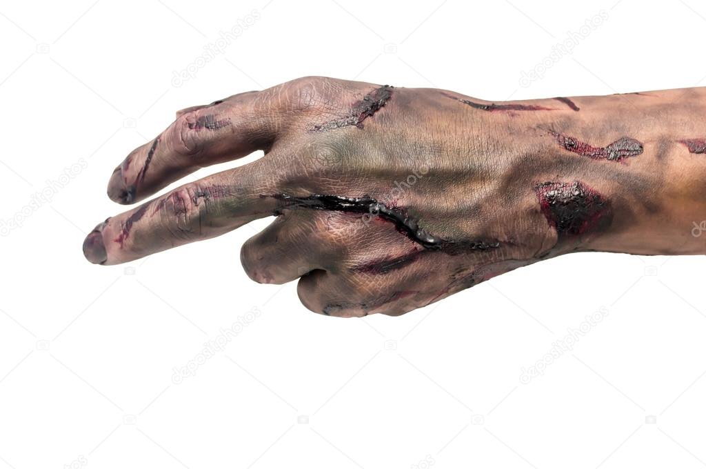 Zombie hand in white background