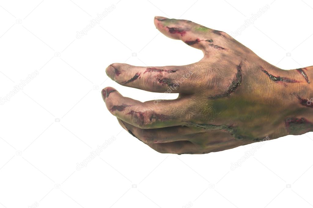 Zombie hand in white background