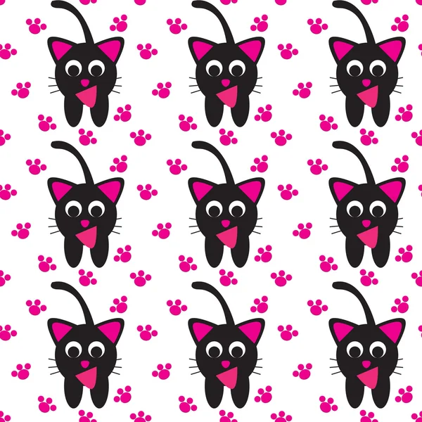 Kara kediler desen. Vektör çizim