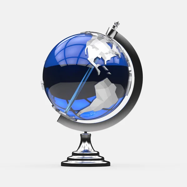 Blauwe en zilveren globe model — Stockfoto