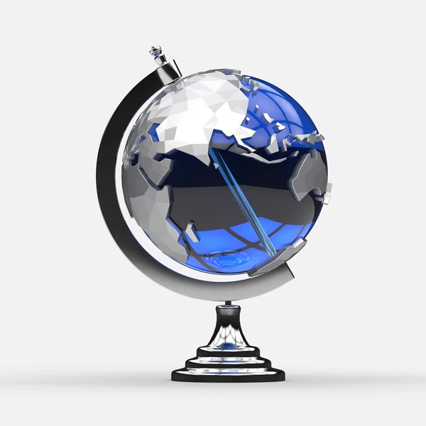 Stylové modré a stříbrné globe model — Stock fotografie