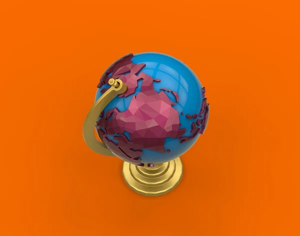 Modèle de globe élégant coloré sur fond orange — Photo