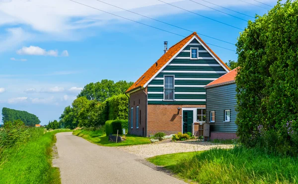 Clásica Casa Campo Holandesa Con Carretera Arquitectura Zelanda Holanda — Foto de Stock
