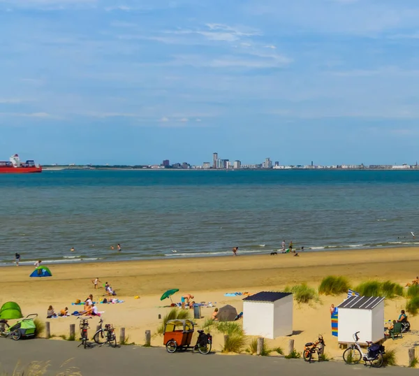 白いコテージと海の景色を望むブレッケンズのビーチの風景 ゼーラント州 オランダ — ストック写真