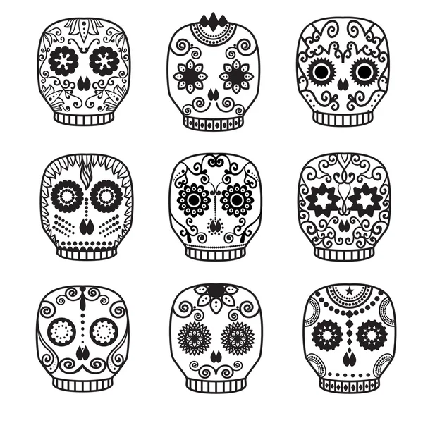 Sugar skull vector set. Day of the dead  design. — Stock Vector