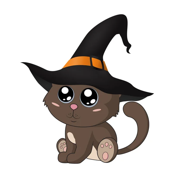 Cadı şapkası de sevimli kedi. EPS 10.