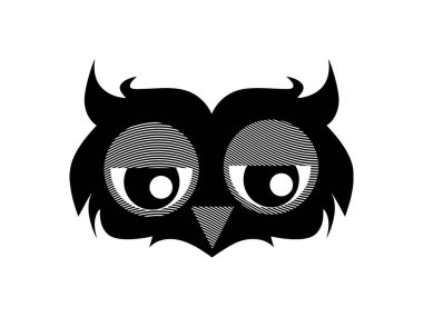 Beyaz arkaplanda kıvrımlı çizgilerden oluşan bir baykuş silueti tasviri