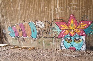 Eilat, İsrail 15 Şubat 2015, Graffiti - sokak sanatı bilinmeyen sanatçı
