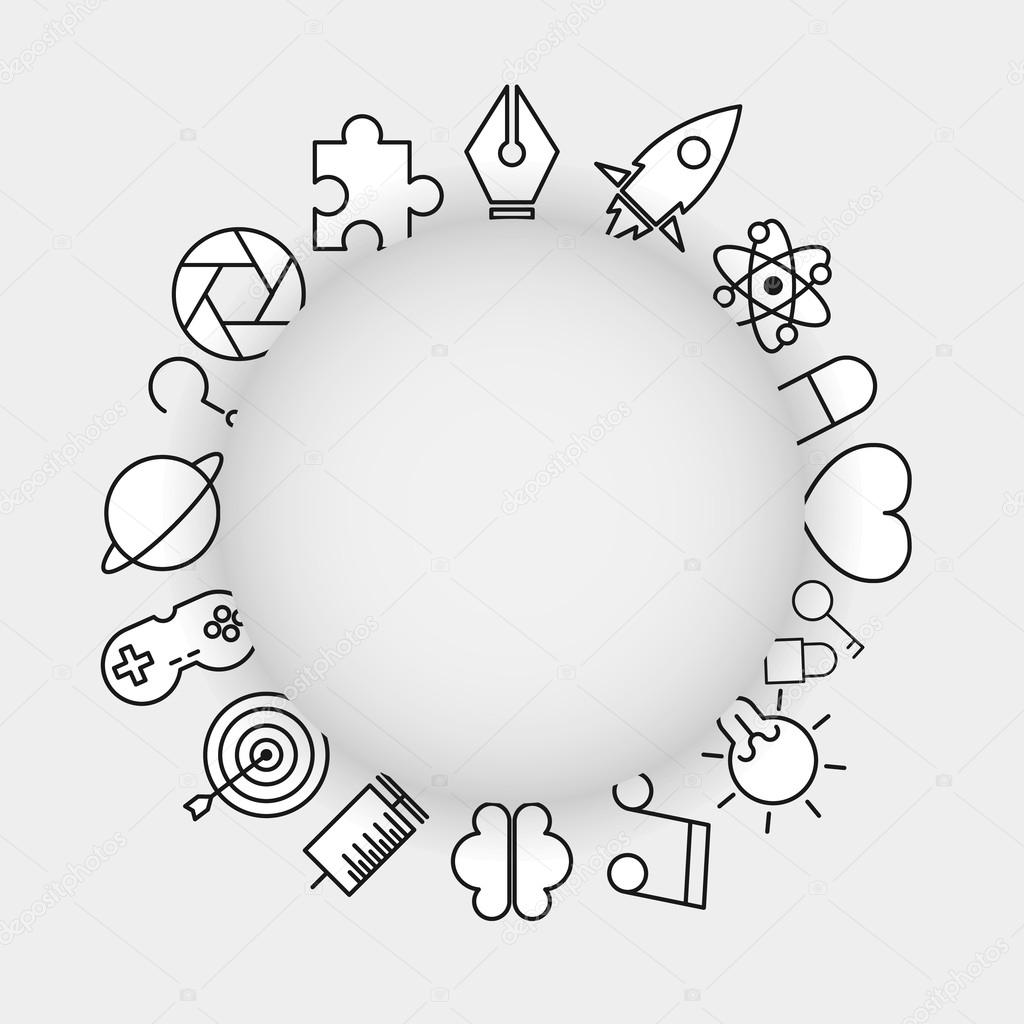 Line icons, Brain icon, Modern infographic vector logo