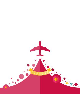 Seyahat uçak mor, düz simgesi modern tasarım stil vektör hasta