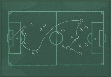 bir futbol oyunu strateji çizim gerçekçi yazı tahtası.