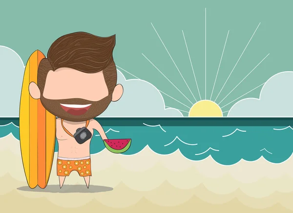 Ilustração vetorial de um homem de rosto feliz com barba. um conceito de —  Vetores de Stock