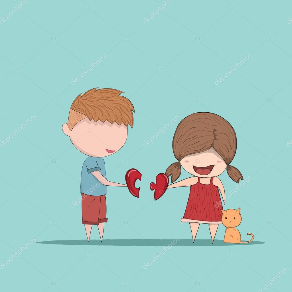 Cute Cartoon Boy And Girl Couple In Love Cute Valentine S Day C Vector Image By C Photoraidz Vector Stock