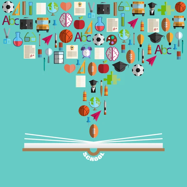 Geri okul düz illüstrasyon ve mezuniyet kavramı ile 