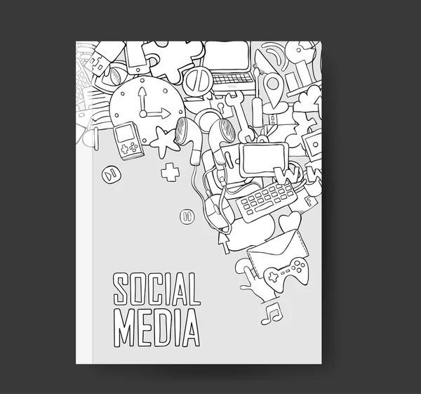 Social network background with media icons book hand lettering a — Stock Vector