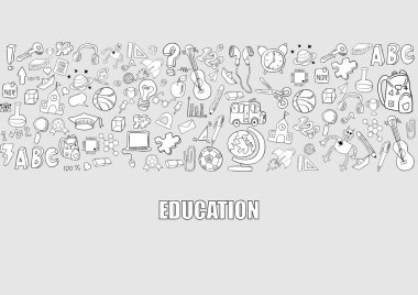 Eğitim nesneleri arka plan, el ile vektör çizim