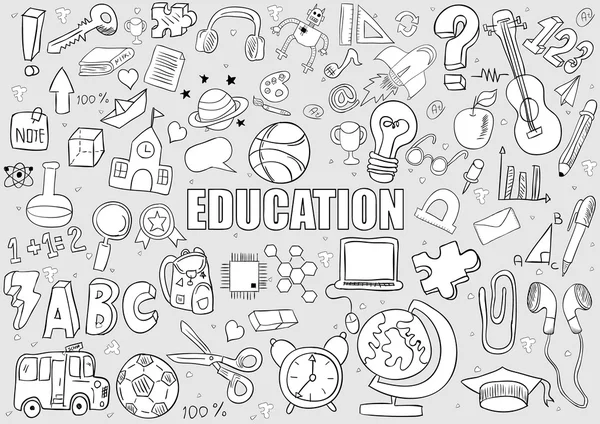 Education Objects background, drawing by hand vector — Stock Vector