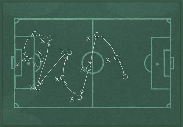 Tablica realistyczny rysunek strategię gry piłka nożna. — Wektor stockowy