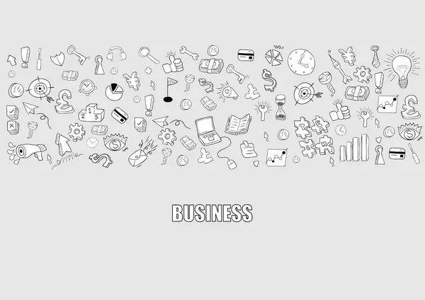 Business doodles objects background, drawing by hand vector — Stock Vector