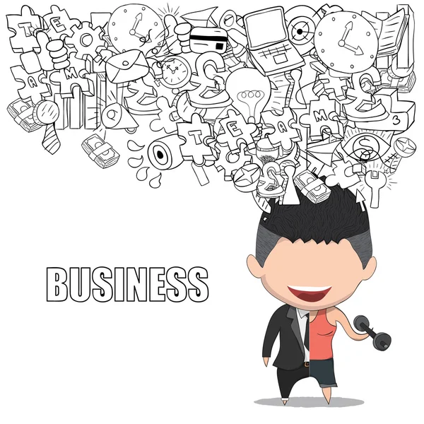 Illustration vectorielle d'un homme d'affaires heureux sur icon business — Image vectorielle