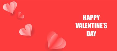 Pembe arka planda uçan kalp şeklinde kağıt elementler, Sevgililer Günü kartı kalpleri, doğum günü tebrik kartı vektör tasarımı.