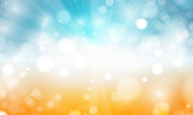 Summer Orange gökyüzü bulanık arkaplan bulanık bokeh ışık efekti ile düğün vektörü sihirli tatil poster tasarımı.