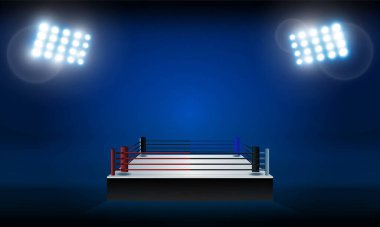 Boks ringi alanı ve spot ışıkları vektör tasarımı.