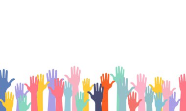 Farklı renkte eller kültürel ve etnik çeşitlilik vektör tasarımı.