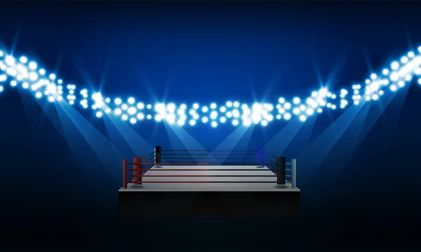 灯火通明的拳击体育场和灯光矢量设计 — 图库矢量图片