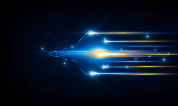 高速コンセプト 矢印の形で戦闘機ライトアウト技術の背景ハイテクコミュニケーションの概念の革新の背景 ベクトルデザイン — ストックベクタ