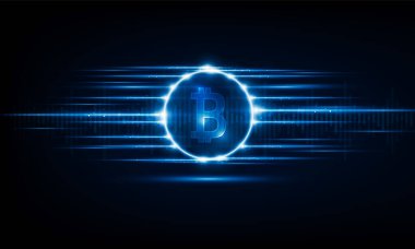 Soyut İş Başlangıç Teknolojisi Arka plan Hitech İletişim Bitcoin Gelecekçi konsept yenilik arka plan, vektör tasarımı