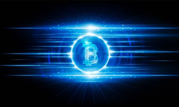 Absztrakt Üzleti Start Fény Technológia Háttér Hitech Kommunikáció Bitcoin Futurisztikus — Stock Vector