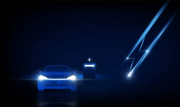 Abstract Start Startet Produkt Mit Elektroauto Konzept Licht Aus Technologie — Stockvektor