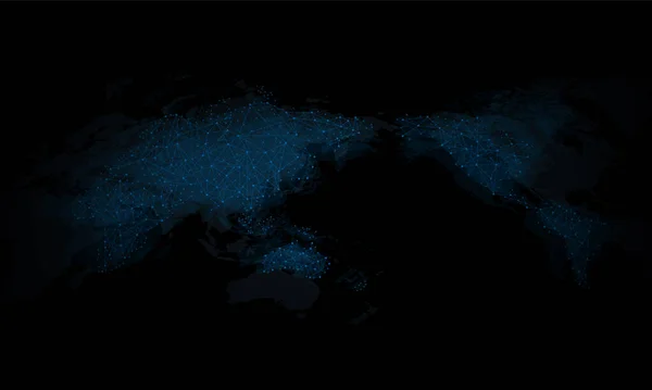 Mapa Tecnologia Abstrata Luzes Fundo Escuro Com Sobre Mundo — Vetor de Stock