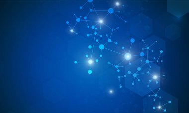 Abstract background with molecule DNA. Medical, science and technology concepts, Hitech city communication concept innovation background, vector illustration