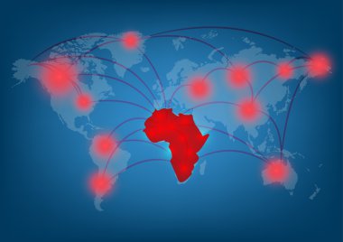 Ebola virüsü veba harita kavramı, vektör çizim 