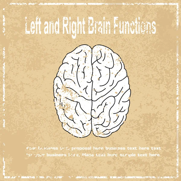 Función cerebral izquierda y derecha fondo grunge abstracto, vector — Archivo Imágenes Vectoriales