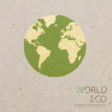 Dünya Haritası geri dönüştürülmüş kağıt el sanatları sopa beyaz arka plan verilerini çok