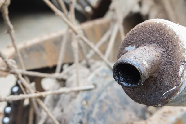 Old exhaust of the old motorcycle — Stock Photo, Image