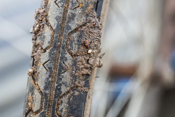 Modderige band van een berg fiets — Stockfoto