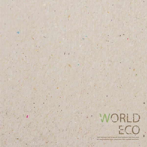 Mapa del mundo papel reciclado artesanía palo sobre fondo blanco — Vector de stock