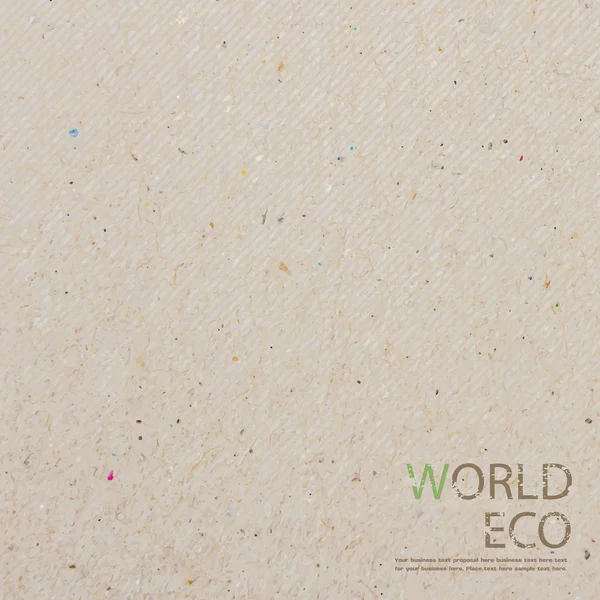 Kaart van de wereld gerecycleerd papier ambachtelijke stok op witte achtergrond — Stockvector