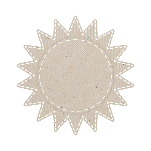 Gerecycleerd papier ambachtelijke op wit papier achtergrond, vector illus zon — Stockvector