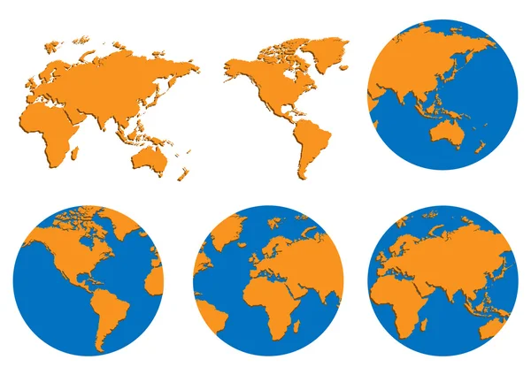Carte du monde et boussole de vertor — Image vectorielle