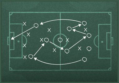 bir futbol oyunu strateji çizim gerçekçi yazı tahtası.