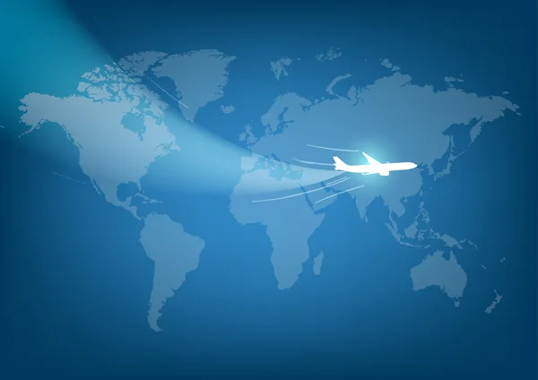 Wektor świat podróży mapę z samolotów — Wektor stockowy