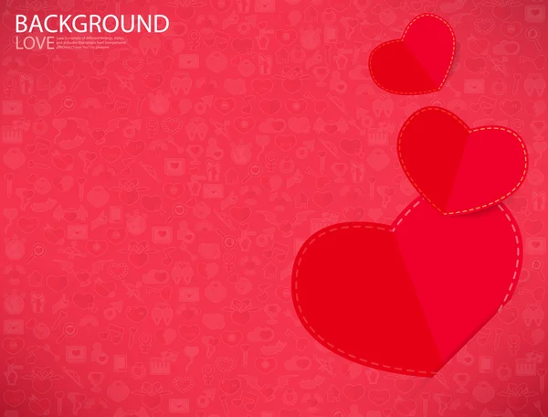 Red paper heart Valentines day card with sign on Icon love backg — Stock Photo, Image